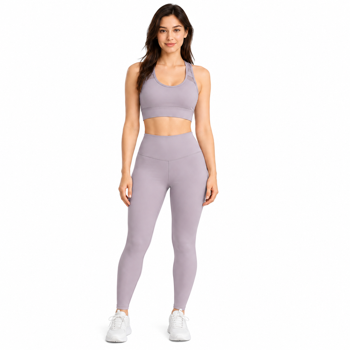 Greyish Purple Sports Bra & Leggings Combo