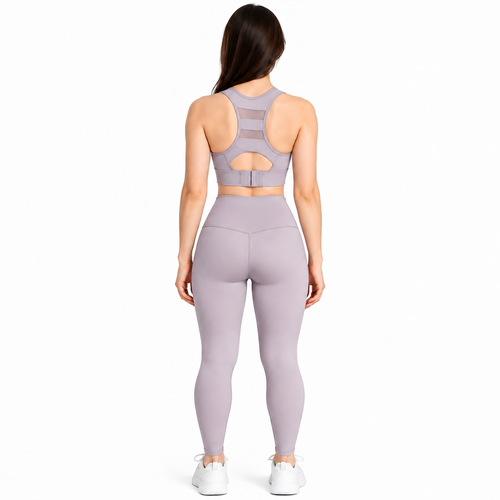 Greyish Purple Sports Bra & Leggings Combo